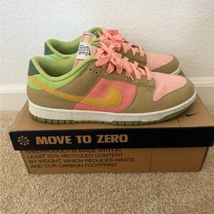 Nike Pink and Green Low-Top Sneakers